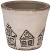 Clayre & Eef 6CE2123S Maceta Cerámica Estilo Campestre Beige Negro Ø 12x11 cm