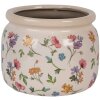 Clayre & Eef 6CECFL0001L Maceta Cerámica Beige Floral Ø 20x15 cm Estilo Campestre