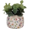 Clayre & Eef 6CECFL0001L Maceta Cerámica Beige Floral Ø 20x15 cm Estilo Campestre