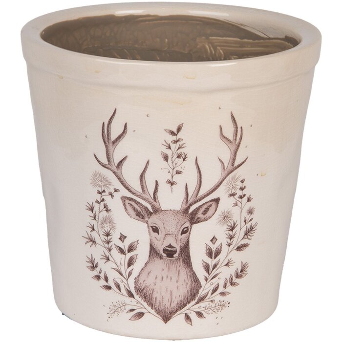 Clayre & Eef 6CEGTW0001L Decoración Maceta Beige Marrón Ø 17x16 cm