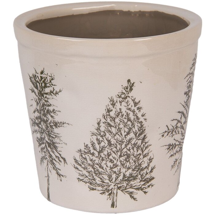 Clayre & Eef 6CETKG0001M Decoración Maceta Beige Verde Ø 18x16 cm