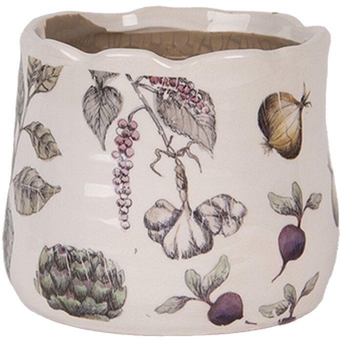 Clayre & Eef 6CETKG0001XS Maceta Cerámica Beige Ø 11x10 cm Estilo Campestre