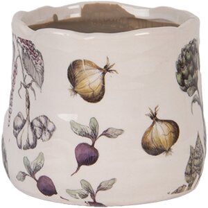 Clayre & Eef 6CETKG0001XS Maceta Cerámica Beige Ø 11x10 cm Estilo Campestre