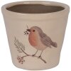 Clayre & Eef 6CEVGP0001S Maceta Estilo Campestre Motivo Pájaro Beige Ø12x11 cm