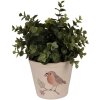 Clayre & Eef 6CEVGP0001S Maceta Estilo Campestre Motivo Pájaro Beige Ø12x11 cm