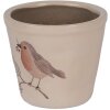 Clayre & Eef 6CEVGP0001S Maceta Estilo Campestre Motivo Pájaro Beige Ø12x11 cm