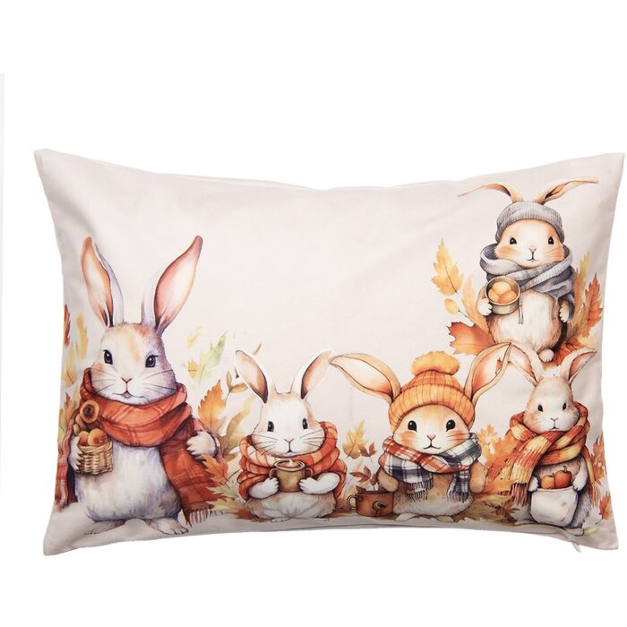 Clayre & Eef KT036.054 Funda de Cojín 35x50 cm Beige Naranja Country Style Bunny