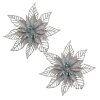 Clayre & Eef Adorno Navideño Flor 2 Piezas Plata 15cm
