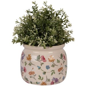 Clayre & Eef Maceta Floral Beige 16x13 cm Estilo Rural Cerámica