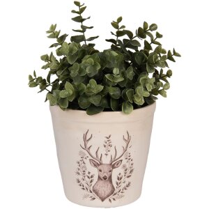 Clayre & Eef Maceta decorativa con motivo de ciervo 15x14 cm