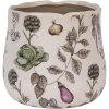 Clayre & Eef Maceta de cerámica beige con motivos vegetales estilo rústico