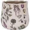 Clayre & Eef Maceta de cerámica beige con motivos vegetales estilo rústico