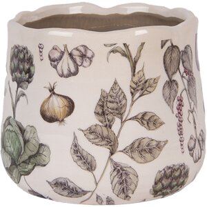 Clayre & Eef 6CETKG0001S Macetero Beige 14x12 cm Estilo Rústico Cerámica