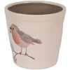 Clayre & Eef Maceta Estilo Rústico Motivo Pájaro Beige Ø 15x14 cm