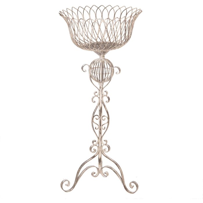 Clayre & Eef Soporte para plantas Metal Beige Ø39x85 cm Diseño Vintage