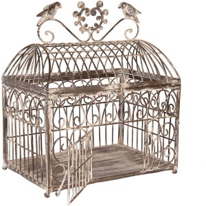 Clayre & Eef Jaulas decorativas 2 uds. Marrón-Beige Metal Antiguo 56cm 41cm