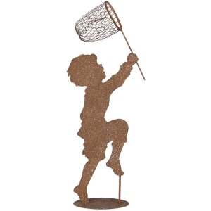 Clayre & Eef Figura decorativa Niño Metal Óxido 33x13x88 cm Estilo rústico