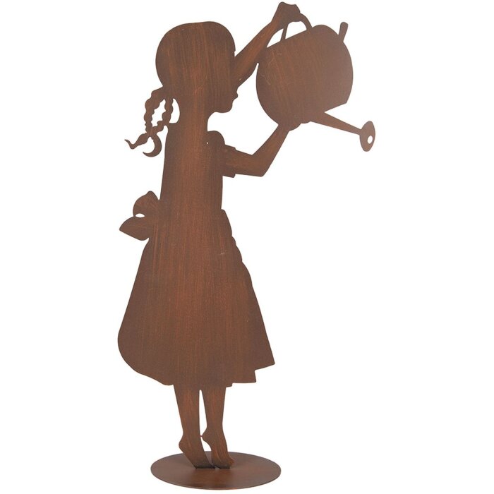 Clayre & Eef Figura decorativa Niña con regadera aspecto óxido 36x12x62 cm