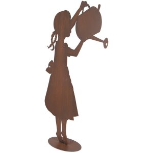 Clayre & Eef Figura decorativa Niña con regadera aspecto óxido 36x12x62 cm