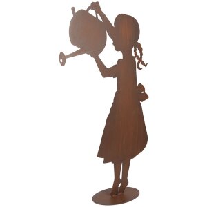Clayre & Eef Figura decorativa Niña con regadera aspecto óxido 36x12x62 cm