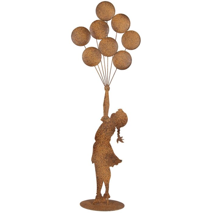 Clayre & Eef Figura decorativa Niño con globos metal óxido 80 cm