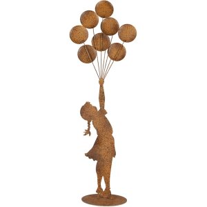 Clayre & Eef Figura decorativa Niño con globos metal óxido 80 cm