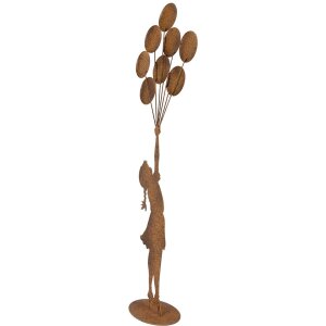 Clayre & Eef Figura decorativa Niño con globos metal óxido 80 cm