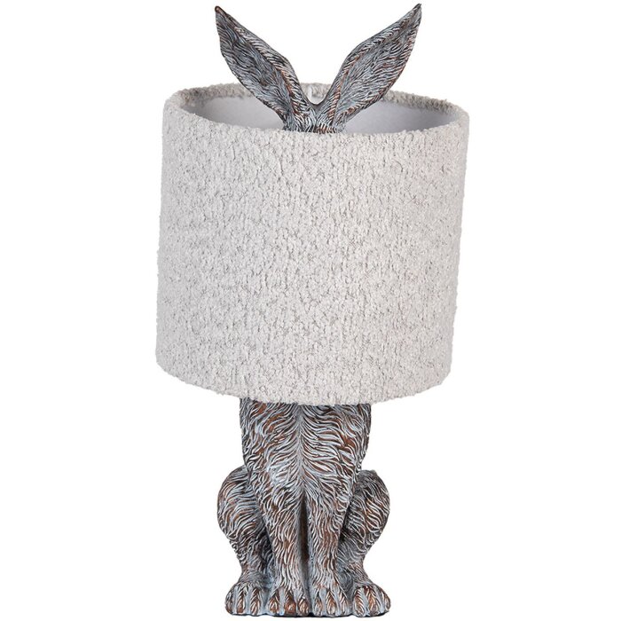 Clayre & Eef Lámpara de mesa Conejo Poliresina Marrón-Gris Ø20x43 cm