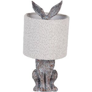 Clayre & Eef Lámpara de mesa Conejo Poliresina Marrón-Gris Ø20x43 cm