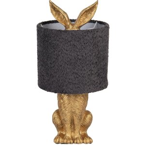 Clayre & Eef Lámpara de Mesa Conejo Dorado E27 Ø 20x43 cm