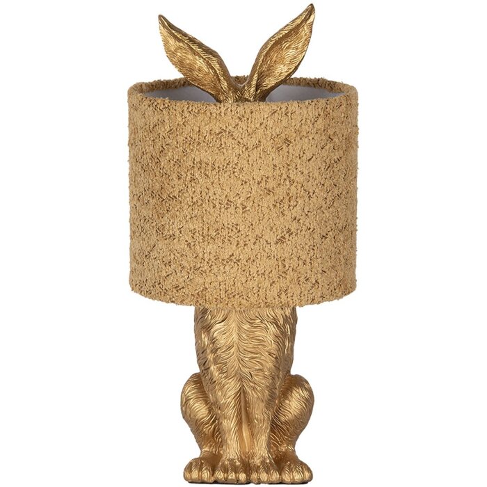 Clayre & Eef Lámpara de mesa Conejo con pantalla amarilla E27 Ø 20x43 cm