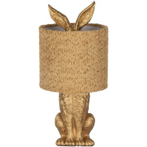 Clayre & Eef Lámpara de mesa Conejo con pantalla amarilla E27 Ø 20x43 cm