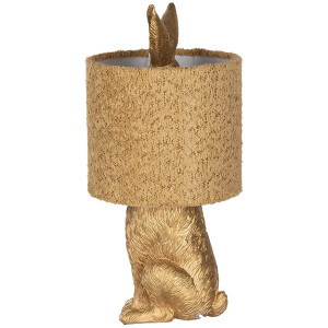 Clayre & Eef Lámpara de mesa Conejo con pantalla amarilla E27 Ø 20x43 cm