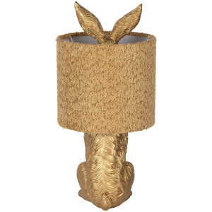 Clayre & Eef Lámpara de mesa Conejo con pantalla amarilla E27 Ø 20x43 cm