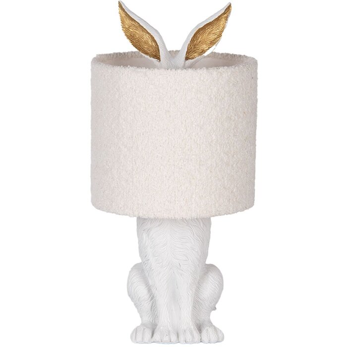Clayre & Eef Lámpara de Mesa Conejo Blanco E27 Ø 20x43 cm