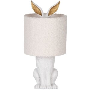 Clayre & Eef Lámpara de Mesa Conejo Blanco E27...