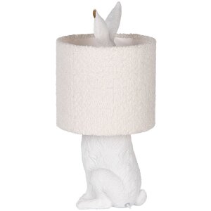 Clayre & Eef Lámpara de Mesa Conejo Blanco E27...