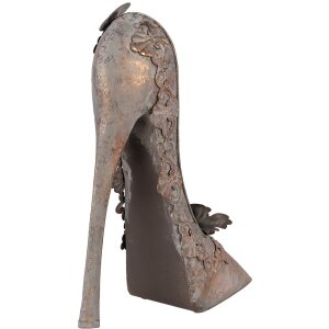 Zapato Decorativo Clayre & Eef 6Y5846 – Zapato Stiletto Antiguo de Metal Acabado Antiguo Color Cobre 32x12x36cm