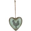 Adorno decorativo de corazón Clayre & Eef con motivo de gallo Verde Marrón 23x7x23 cm Estilo rústico