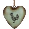 Clayre & Eef Adorno colgante corazón motivo gallo verde vintage 14x5x14 cm