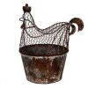 Clayre & Eef Gallo decorativo de metal estilo rústico marrón gris 39x39x25 cm