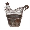 Clayre & Eef Gallo decorativo de metal estilo rústico marrón gris 39x39x25 cm