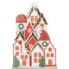 Clayre & Eef Conjunto de casas navideñas de metal blanco, rojo y dorado 30x8x46 cm