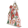 Clayre & Eef Conjunto de casas navideñas de metal blanco, rojo y dorado 30x8x46 cm