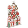 Clayre & Eef Conjunto de casas navideñas de metal blanco, rojo y dorado 30x8x46 cm