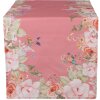 Clayre & Eef FFA64P Camino de mesa rosa 50x140 cm algodón flores pájaros