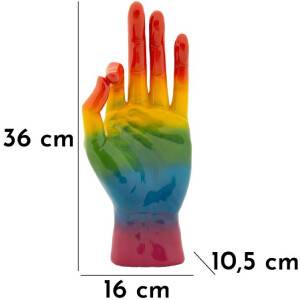 Mauro Ferretti Figura decorativa mano arcoíris OK 16x10,5x36 cm multicolor