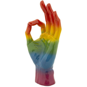 Mauro Ferretti Figura decorativa mano arcoíris OK 16x10,5x36 cm multicolor