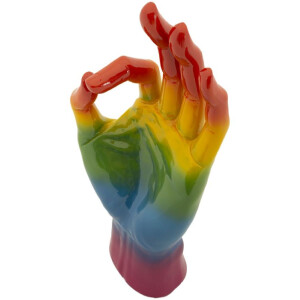 Mauro Ferretti Figura decorativa mano arcoíris OK 16x10,5x36 cm multicolor