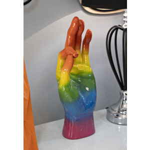 Mauro Ferretti Figura decorativa mano arcoíris OK 16x10,5x36 cm multicolor